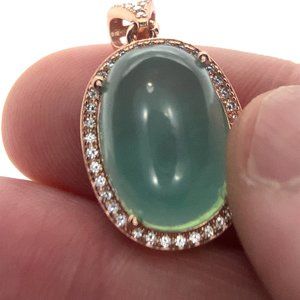 Green Cats Eye Calcite 9.50ct Rose Gold Finish Solid 925 Sterling Silver Pendant